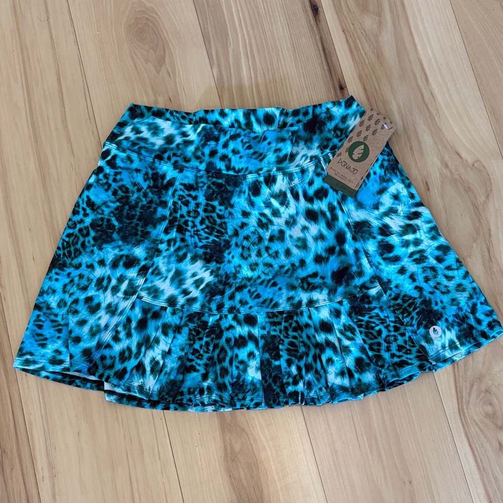 NWT Dona Jo turquoise Animal Print tennis / pickleball / golf skirt XL